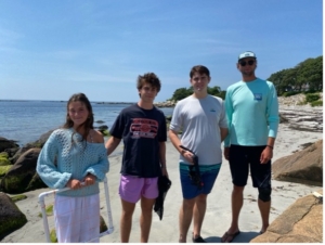 Island Sentinels Riley Tracy, George Hanes, Teddy Schaffer and Nick Hall (Intern) collecting eelgrass for the FISM Eelgrass Flowering Study